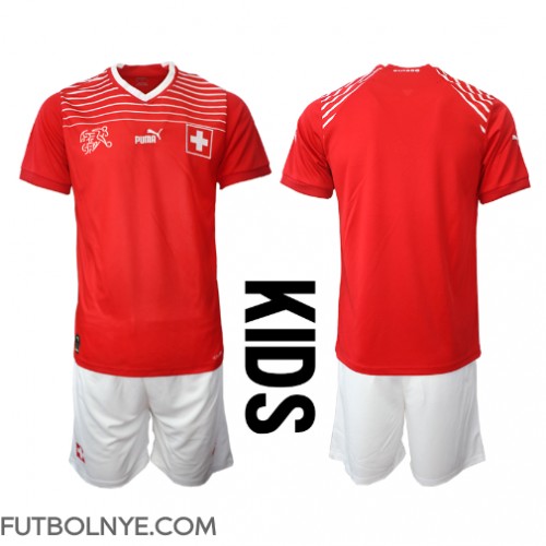 Camiseta Suiza Primera Equipación para niños Mundial 2022 manga corta (+ pantalones cortos)